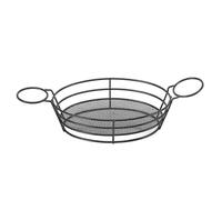 (As show, One size) Fried fresh-keeping basket Simple style easy to clean lightweight mesh snack plate oval restaurant with handle