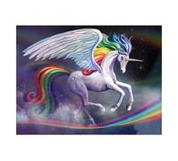 (As show, One size) Full round Drill Diamond Painting Cross Stitch Unicorn on Rainbow Diamond Embroidery Rhinestone Mosaic Decor Gift 12 X16 inch