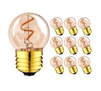 (As show, One size) G40 E27LED Retro Edison Filament Light Bulb 1W Amber Glass Spiral Filament 220V Coffee Christmas 2200K10pcs