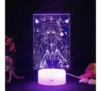 (As show, One size) Game Genshin Impact Hu Tao Figure 3D Led Night Light Lamp Acrylic Led Lamp Game Room Decor Gift