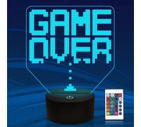 (As show, One size) Game Over Pixel Light, Attivolife 3D Illusion Optical Night Lamp with Remote +Timer 16 Color Changing, Kids Bedside Lamp