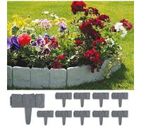 (As show, One size) Garden Edging 10m Grass Edging Fence Stone Effect Lawn Edge 40 Pcs Gray Decorative Garden Edging