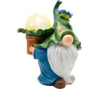 (As show, One size) Garden Gnome Statue with Solar LED Lights, Resin Gnome Figurine Carrying Magic Orb, Outdoor Gnomes Garden Decorations fo