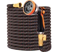 (As show, One size) Garden Hose Flexible Upgraded Expandable Garden Water Hose-Super Durable 3750D,4-Layers Latex,3/4" Nozzle Solid Brass Co