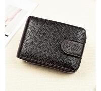 (As show, One size) Gents Slim Black RFID Zip Around Wallet Genuine Leather Bifold Style Coin Pocket Cardholder Wallets Purse