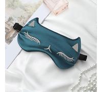 (As show, One size) Glossy Silk Sleeping Masks Green Animal Silk Eye Cover Satin Silk Cat Printed Sleeping Eye Sleep Masks Night Sleeping Travel Nap Eye Covering For Wome