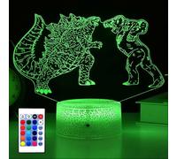 (As show, One size) Godzilla vs King Kong Night Light Kids Room LED Dcor Lamp with Remote control/16 Colors as Birthday Gifts or Present for Boys/Girls/Baby