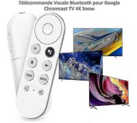 (As show, One size) Google Chromecast 4K TV with Bluetooth Voice Remote - Snow White | Netflix & YouTube Buttons Included