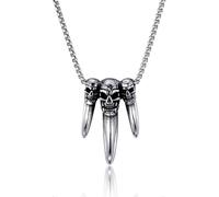(As show, One size) Gothic Necklaces for Men Vintage Punk Accessories Skull Pendant Stainless Steel Chain for Men Gothic jewelry