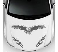 (As show, One size) (GrayCar Hood Sticker, 3 Pieces Car Decorative Stickers Eagle Fire Totems Self-adhesive 3D Waterproof Hood Sticker Fashion Sports Car Racing Vinyl Dec