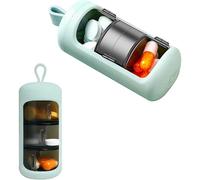 (As show, One size) (Green) 3 Compartment 7 Day Medication Pill Organizer, 3 Times Daily Pill Box Mini Portable Lightproof, Waterproof for Travel