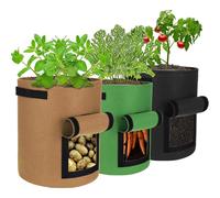 (As show, One size) grid cool Garden Grow Bag 3 Pieces Breathable Grow Bag Potato Grow Bag with Window.
