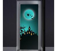 (As show, One size) Halloween 3D castle wizard Door Stickers, 30 x 79 Inches castle wizard Lifelike Door Wallpaper Sticker for Halloween Decoration, Party Home Removable