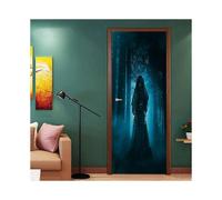 (As show, One size) Halloween 3D forest shadow Door Stickers, 30 x 80 Inches Horrible forest shadow Lifelike Door Wallpaper Sticker for Halloween Decoration, Party Decors