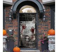 (As show, One size) Halloween 3D Goblin Blood Handprint Door Stickers, 30 x 79 Inches Scary Blood Handprint Lifelike Door Wallpaper Sticker for Halloween Decoration, Part