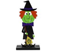 (As show, One size) Halloween Decorations Wooden Table Decoration Witch Scar Man Pumpkin Halloween Ornaments(2pcs)