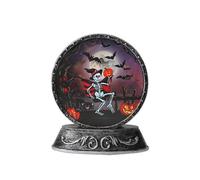 (As show, One size) Halloween Decorative Pumpkin Lantern Retro Craft Bronze Mirror Light Witch Skull Pattern LED Electronic Candle Light (2pcs, multicolor)