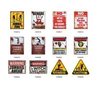 (As show, One size) Halloween Glow In The Dark Danger Warning Poster Wall Sticker Holiday Window Decoration Fluorescent Sticker