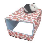 (As show, One size) Hamster Winter Bed Warm Cave Cozy Hideout Bottomless House Cute Print for Small Animals Ferrets Playing Sleeping L