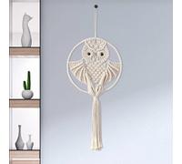 (As show, One size) Hand-woven Owl Primary Color Cotton Rope Wall Decoration Tapestry Wall Hanging Room Decoration