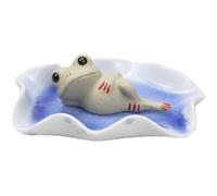 (As show, One size) Handcrafted XiaoYao Frog Incense Holder with Saucer Handmade Ash Catcher Incense Burner Stick Holder for Home Fragrance Accessories Tea House Office Y