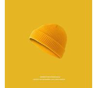 (As show, One size) Hat Female Autumn And Winter Korean Version Of Japanese Yuppie Rogue Hat Solid Color Melon Skin Male Cold Hat Ins Tide Knitted Hat (Yellow)