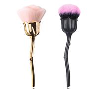 (As show, One size) Heytea 2 Pieces Rose Makeup Brushes Blush Brush Large Face Powder Makeup Brushes for Powder Cosmetic Nail Dust Brush Loose Powder Brush Makeup Manicur