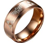 (As show, One size) Heytea 8mm The Legend of Zelda Triforce Ring, Stainless Steel Matte Finished Bands - -