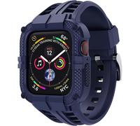 (As show, One size) Heytea Band Compatible with Apple Watch Series 7 41mm for Series 6 5 4 40mm Series 3 38mm, TPU Rugged Band with Full Protection Case for Women/Men Blu