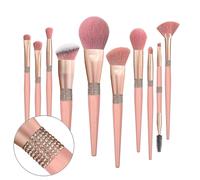 (As show, One size) Heytea Glitter Makeup Brushes Sets -10 pcs Cosmetic Brushes Set Bling Crystal Pink Makeup Brushes Set - Premium Synthetic Foundation Powder Concealers