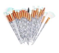 (As show, One size) Heytea Pack of 20pcs Cosmetic Eye Shadow Sponge Eyeliner Eyebrow Lip Nose Foundation Powder Makeup Brushes Sets (Bling&transparent)