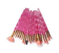 (As show, One size) Heytea Pack of 20pcs Cosmetic Eye Shadow Sponge Eyeliner Eyebrow Lip Nose Foundation Powder Makeup Brushes Sets (Diamond-rose)