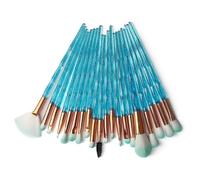 (As show, One size) Heytea Pack of 20pcs Cosmetic Eye Shadow Sponge Eyeliner Eyebrow Lip Nose Foundation Powder Makeup Brushes Sets (Diamond-blue)