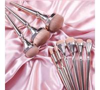 (As show, One size) Heytea Pro Gold Rush Oval Makeup Brushes, 9pcs Foundation Powder Concealer Ch ye Shadows Brush Set