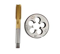 (As show, One size) High Hardness UNF 1/2 -28 HSS Titanium Coated Tap & Round Die Set Thread Tool compatible with Mold Machining