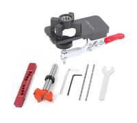 (As show, One size) Hinge Hole Drill Guide Locator Metal Concealed 35mm Cabinet Door Hinge Jig with Clamp Hinges Mount Tool Hinge Jig