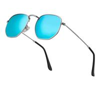 (As show, One size) Hipster Hexagonal Polarized Sunglasses Men Women Geometric Square Small Vintage Metal Frame Retro Shade Glasses