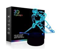 (As show, One size) Hockey Player 3D Lamp Night Lights for Kids 7 LED Color Changing Touch Table Desk Lamps