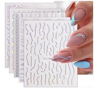(As show, One size) Holographic Aurora Nail Decals Nail Art 12 Sheets Self-Adhesive Nail Stickers Nail Decals Nail Art Design Manicure