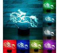 (As show, One size) Horse Racing 3D LED Night Light 7 Colors Changing Lamp USB Visual Table Lamp Creative Christmas Birthday Gifts Home Office Decorations Lamp