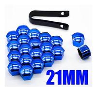 (As show, One size) Hot Sales 20pcs 17/19/21mm Blue Red Car Wheel Nut Caps Dust Proof Rims Wheel Nut Bolt Cover +Removal Tool~20849