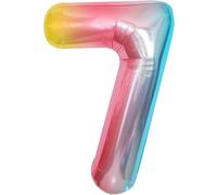 (As show, One size) Huge, Rainbow Number 7 Balloon - 40 Inch | 7 Balloon Number for 7th Birthday Decorations for Girls | Colorful Gradient Birthday Balloons for Unicorn P