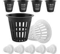 (As show, One size) Hydroponic Baskets 50Pcs(25 Black,25 White) Plastic Hydroponic Planting Pot Reusable Aquatic Plant Basket for Aeroponic Hydroponics, Flower Planting,