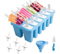 (As show, One size) Ice Cream Molds, 12 Cavities Ice Cream Molds, Reusable Popsicle Molds for Preparing Popsicles Ice Cream Sorbets (Blue)