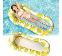(As show, One size) Inflatable Floating Pool Chair PVC Inflatable Floating Bed Lemon Inflatable Hammock Floating Hammock with Headboard Buoys and Mattress Floating Pool L