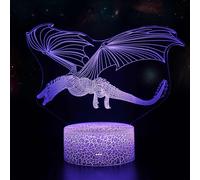 (As show, One size) Inouril 3D Effect Lamp Illusion LED Night Lights Remote Controlled 16 Colors Game Theme Desk Table Nightstand Light(Pterosaur)