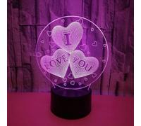 (As show, One size) JUSTUP 3D I Love You Illusion lamp Night Light 16Colors Changing Smart Touch Remote Control Optical Illusion Bedside Lamps Bedroom Home Decoration