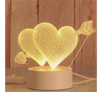 (As show, One size) JUSTUP 3D LED Night Light Acrylic Arrow Through the Heart Lamp Remote Control 3D Illusion Lamp Valentine's Day Home Decoration Light -- Style L