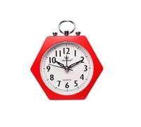 (As show, One size) JUSTUP Alarm Hexagon Desk Table Clock Wake You Up Silent Working Perfect For Bedroom Office --- Red