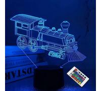 (As show, One size) JUSTUP Train Night Light 3D Illusion Lamp 16 Colors Changing with Remote Control Dim Function